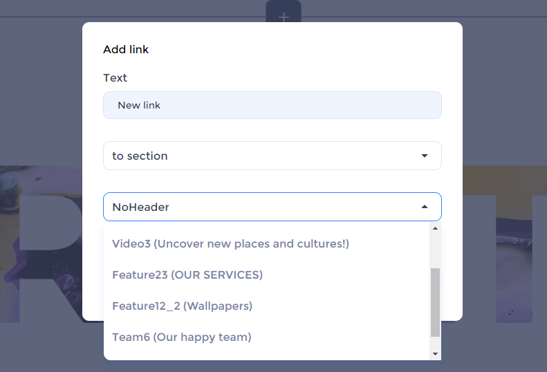 buat situs web dengan tautan renderforest ke bagian