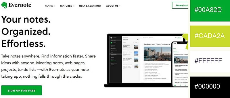 evernote color scheme