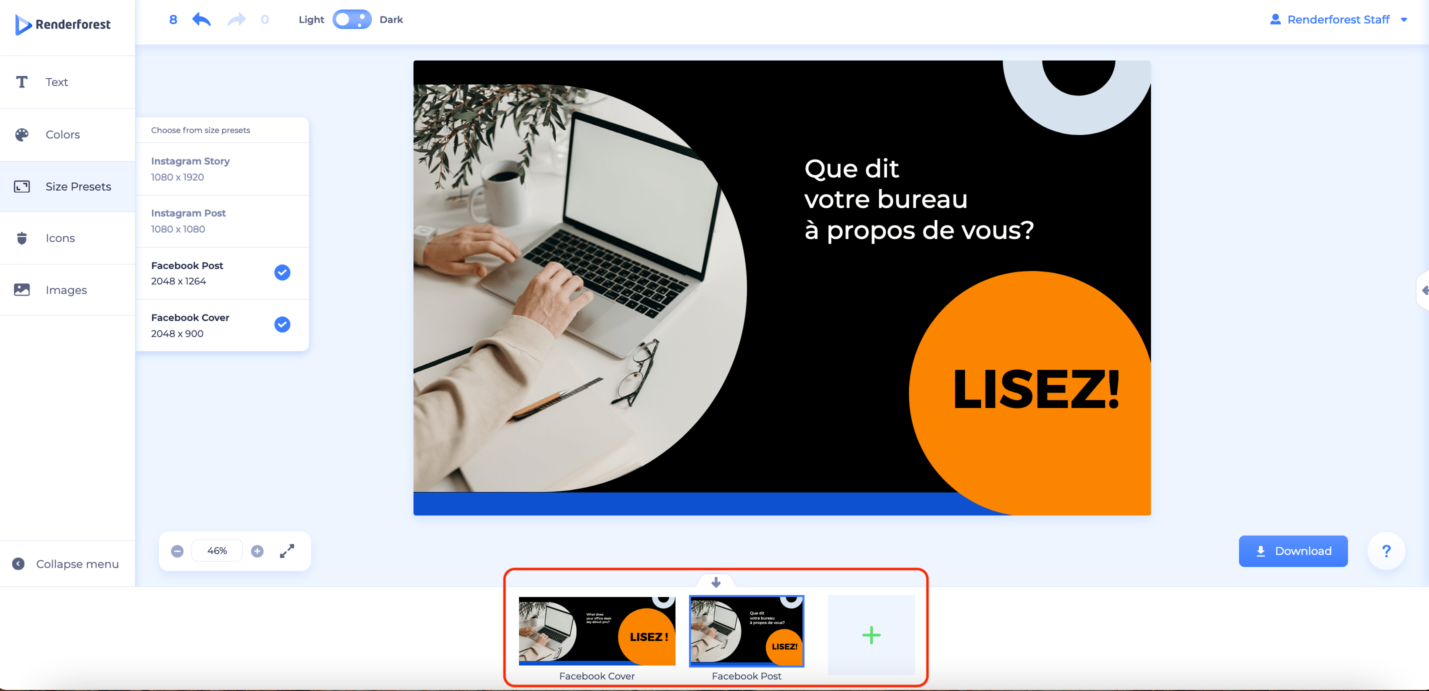 tailles prédéfinies