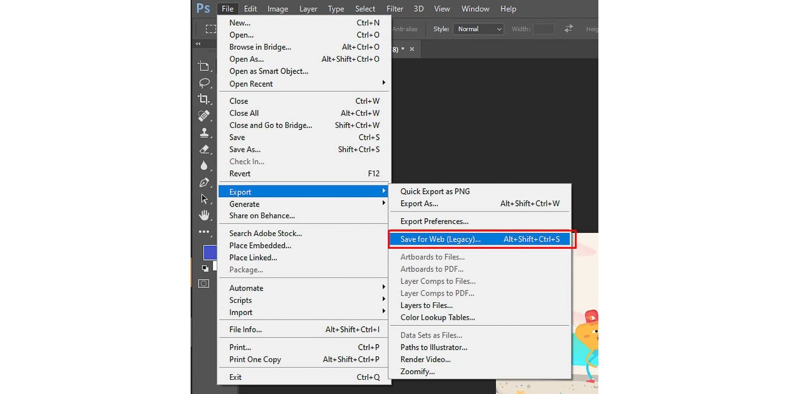 export gif in photoshop