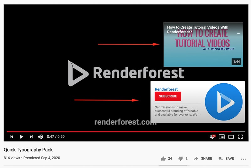 YouTube end screens and cards