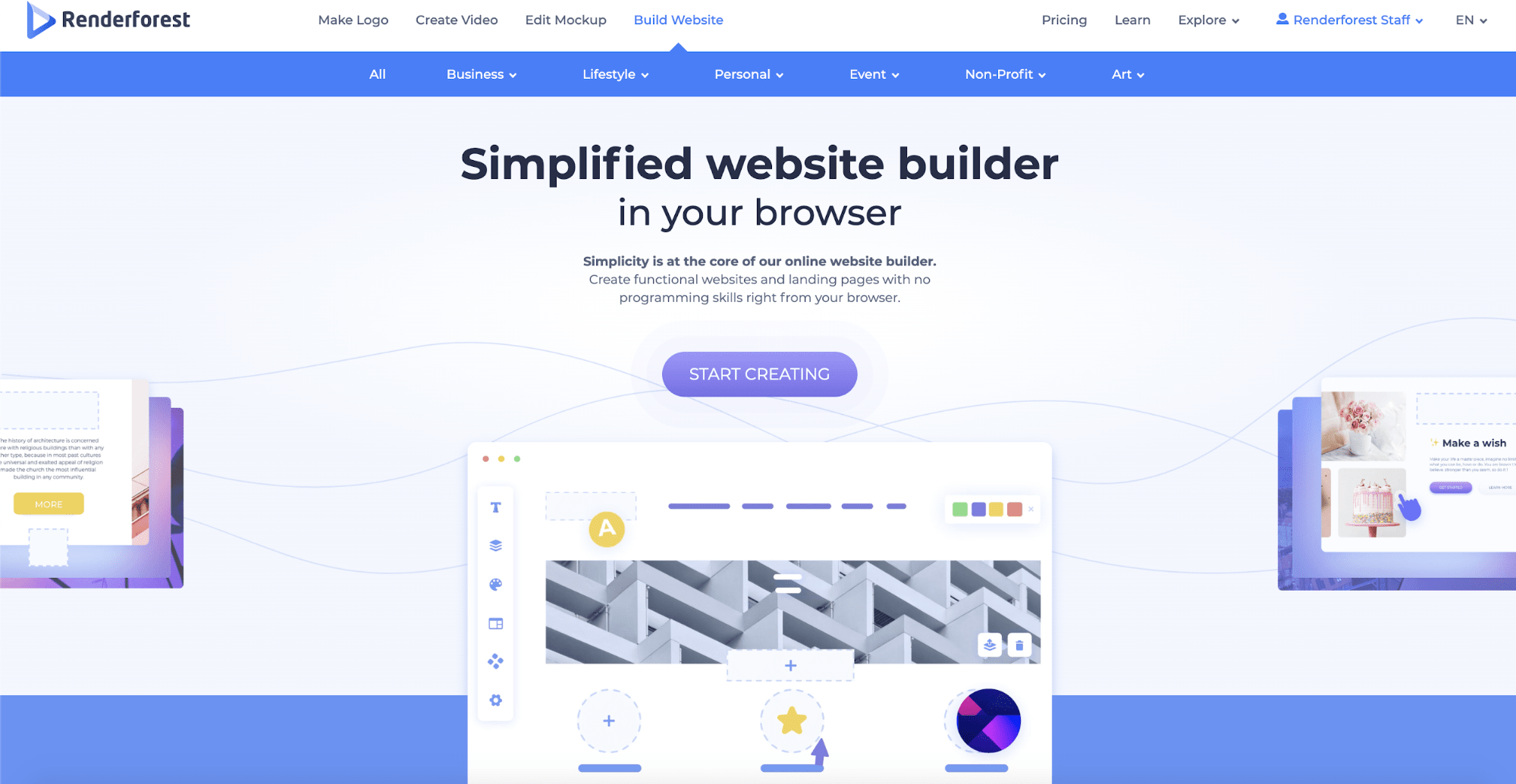 buat situs web dengan renderforest