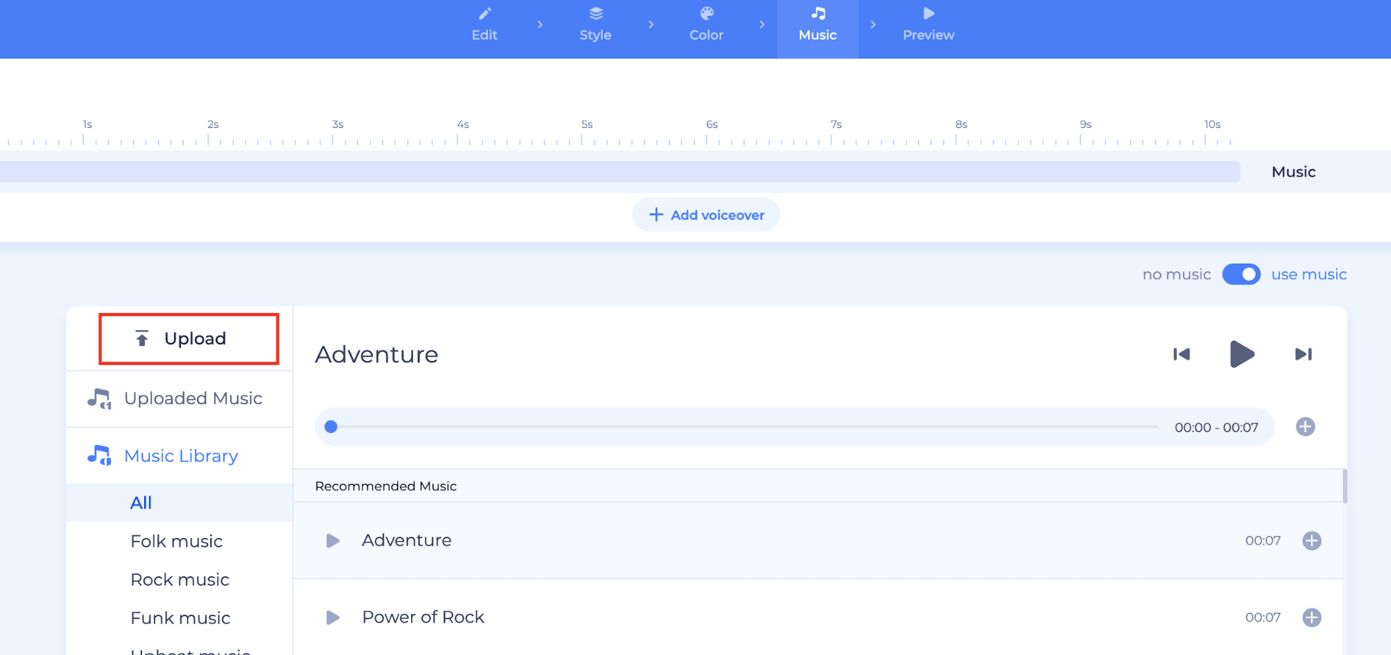 Musik zum Video-Upload hinzufügen