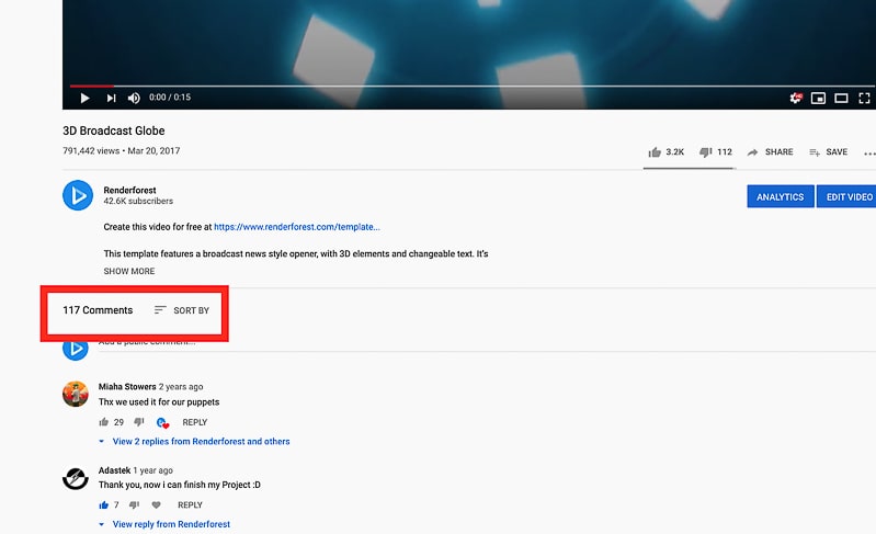 comentários do youtube