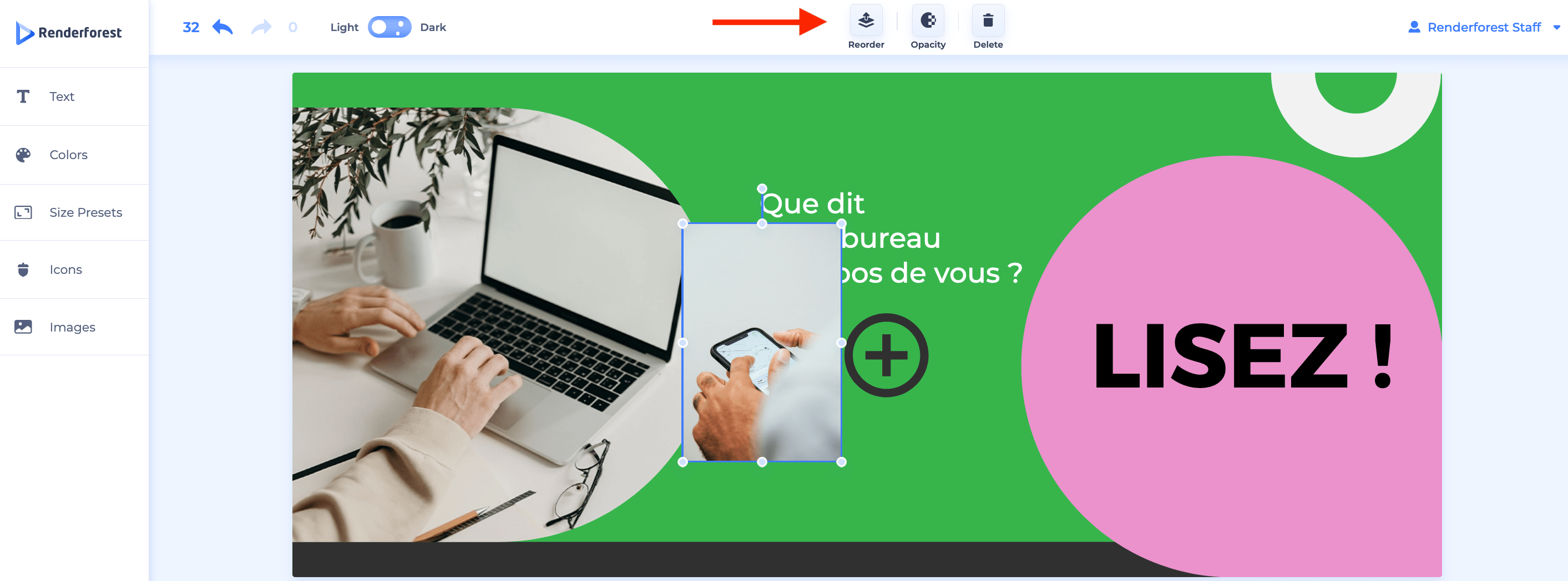 bouton de la réorganisation de calques