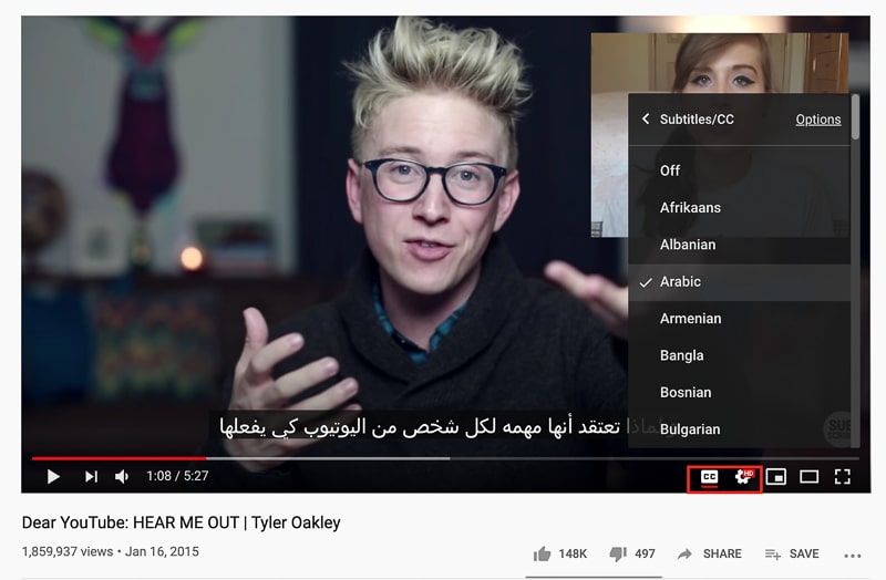 YouTube subtitles