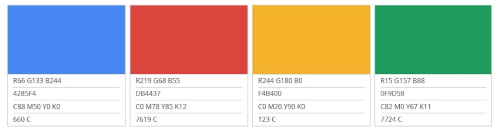 Google Color Palette Values