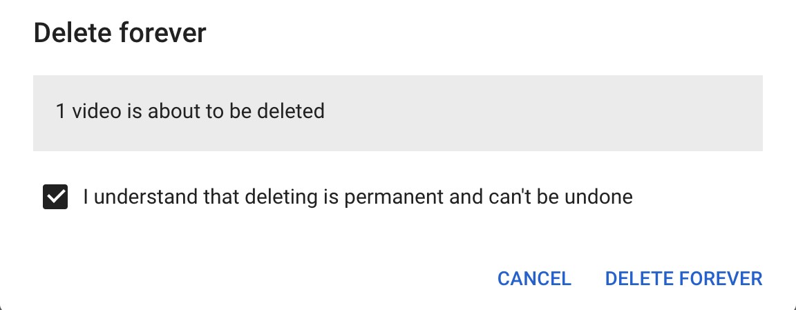 удаление видео на ютубе