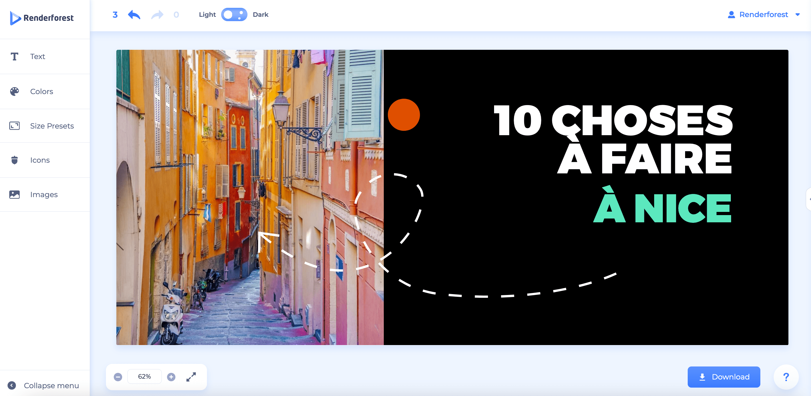 montage de graphismes en ligne avec Renderforest