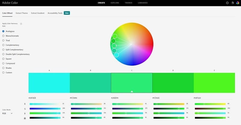 Adobe Color color palette generator