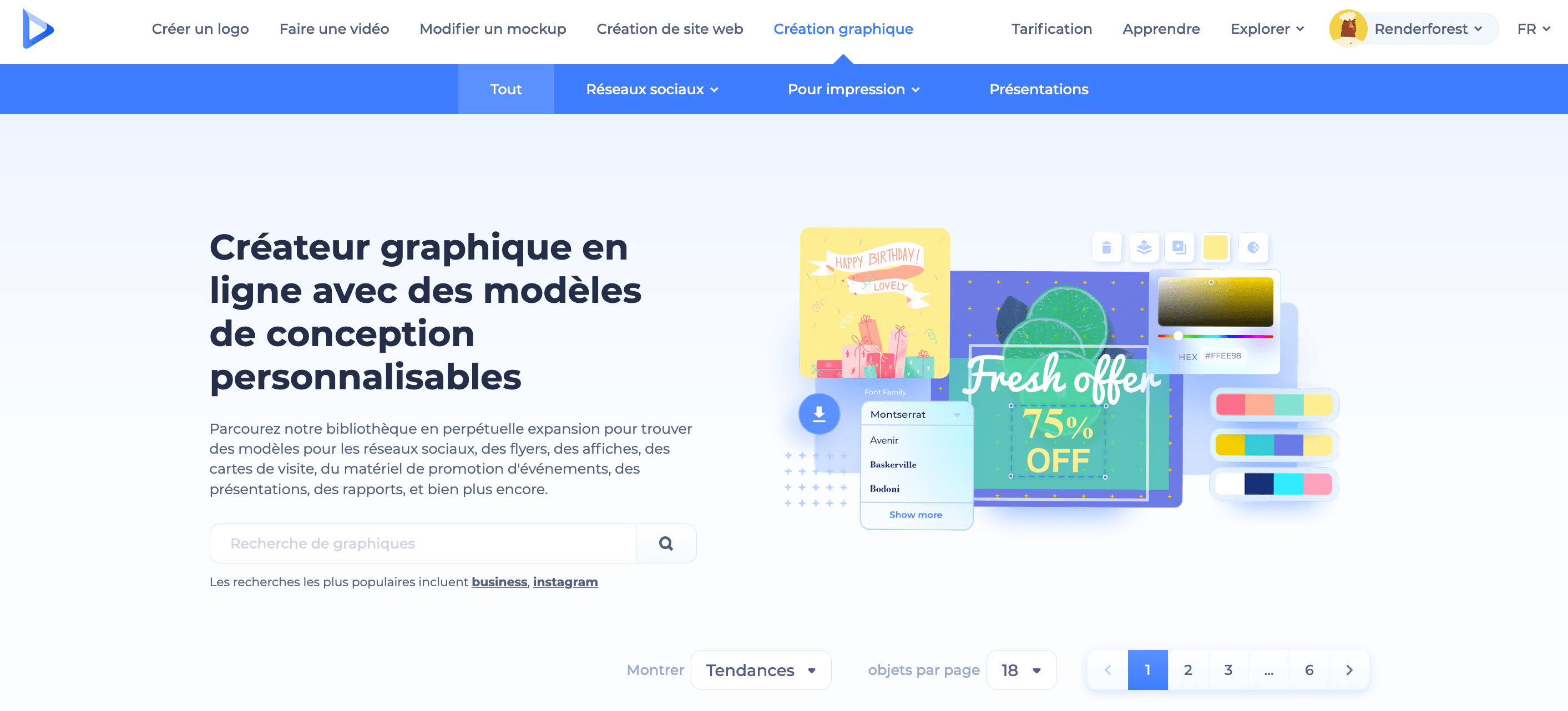 modèles de l'outil de création graphique de Renderforest