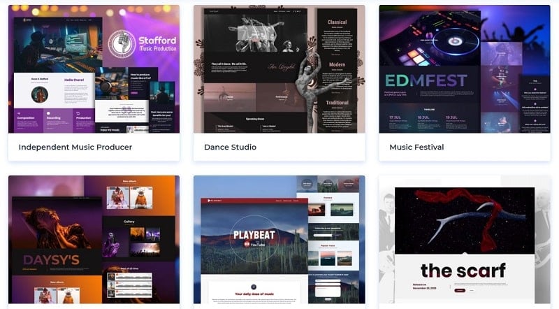 Music website templates Renderforest