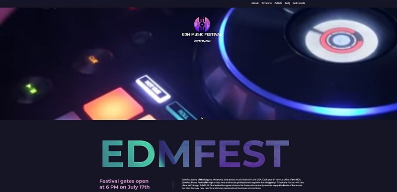 music festival website template renderforest