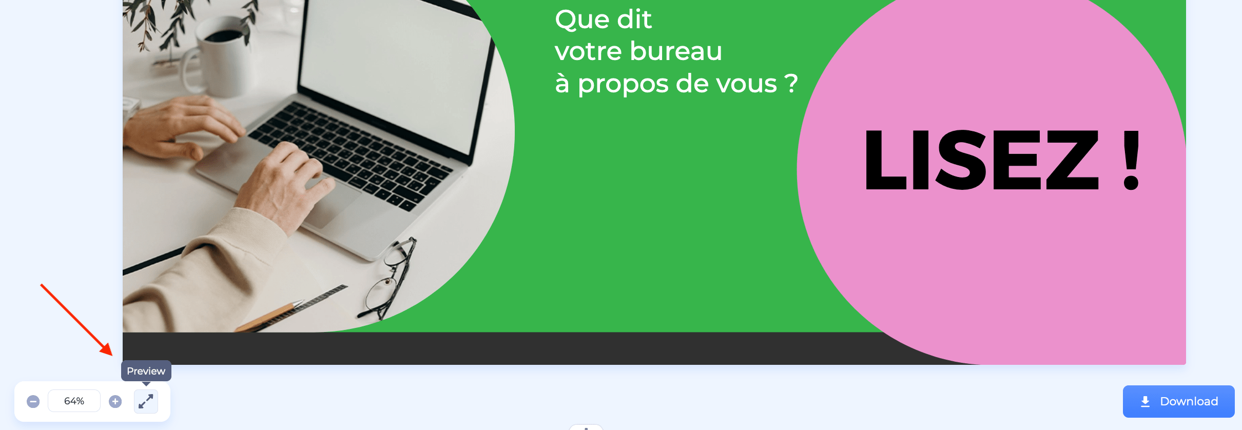 bouton d'aperçu grand écran