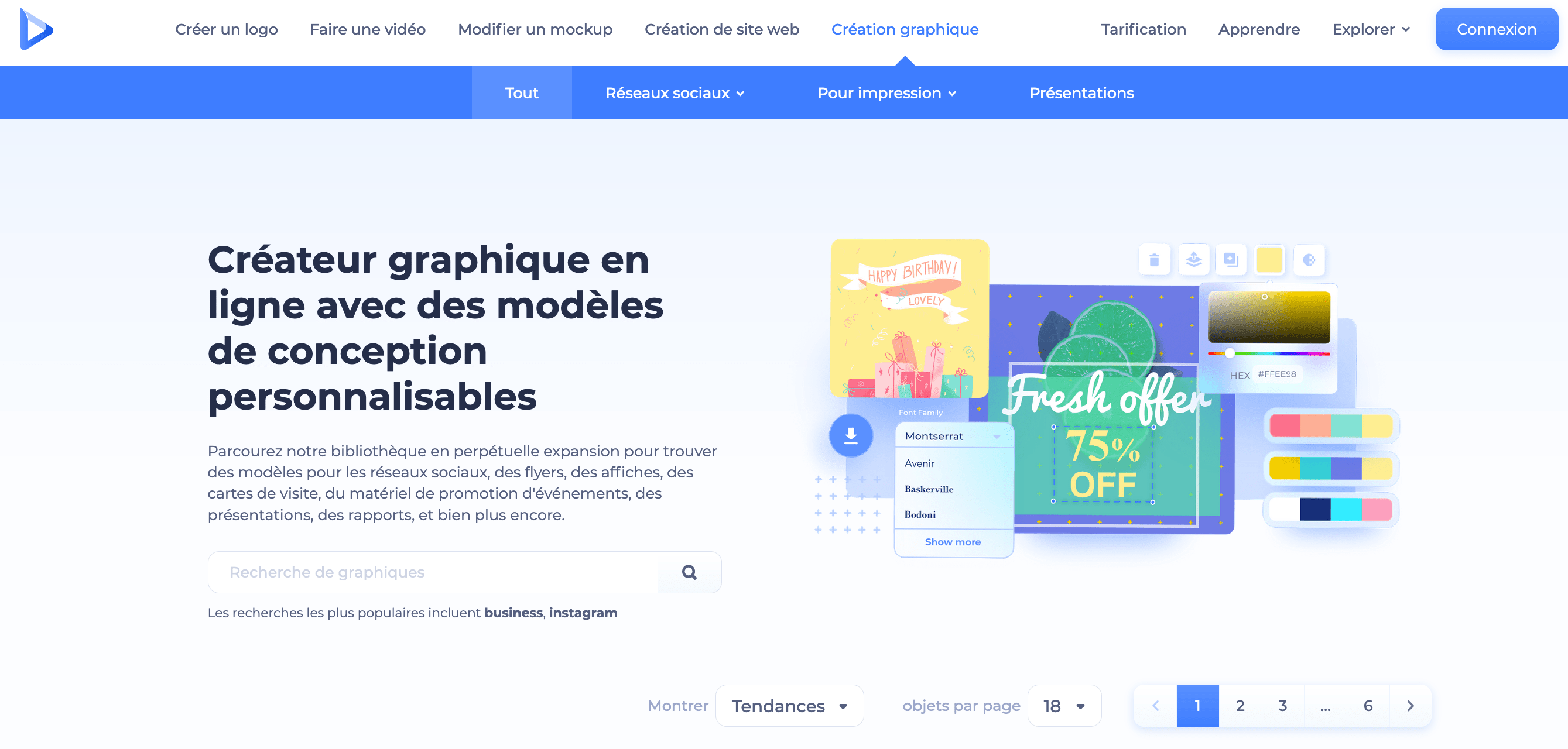 Créateur de graphismes de Renderforest