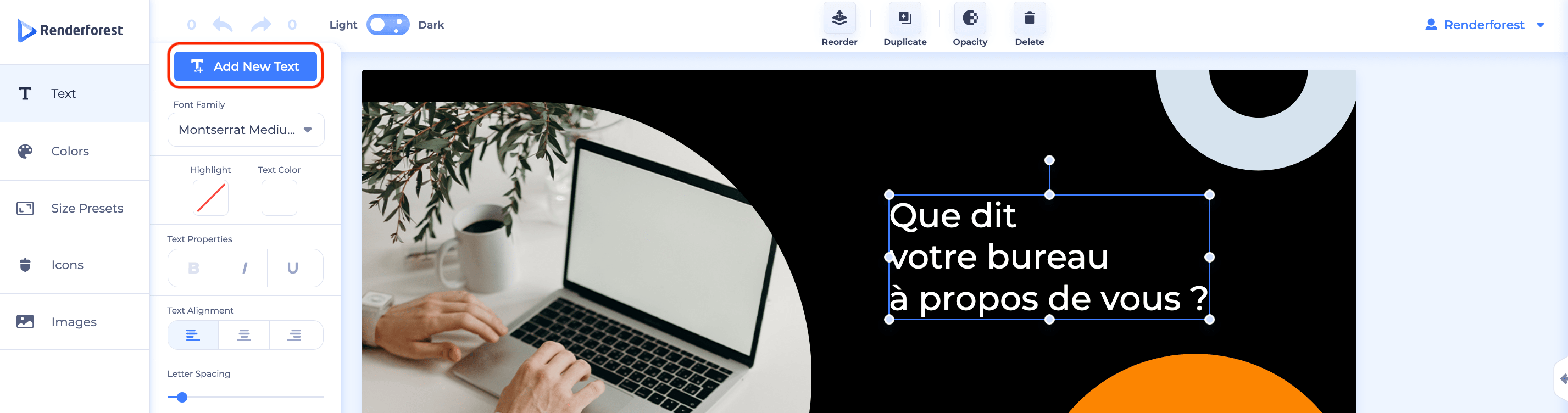 bouton ajouter un nouveau texte