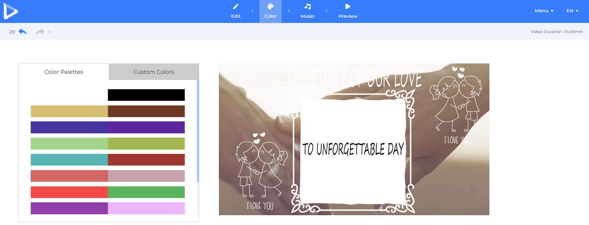 color palettes for valentines day video