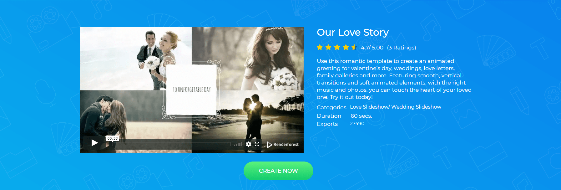 our love story template Renderforest