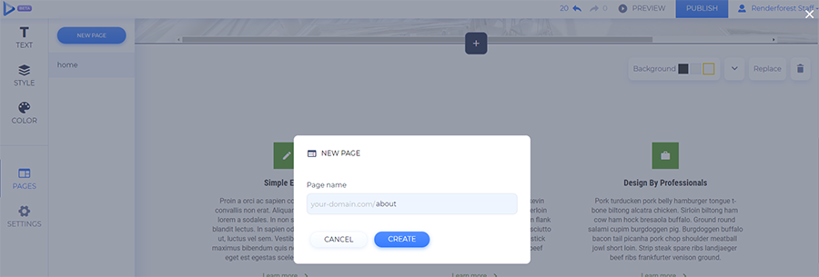 create website page