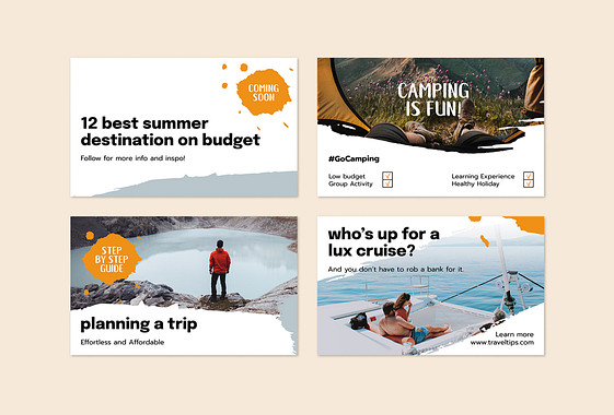 Visuels pour la promotion des blogs de voyage