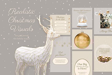 Visuels réalistes dorés de Noël