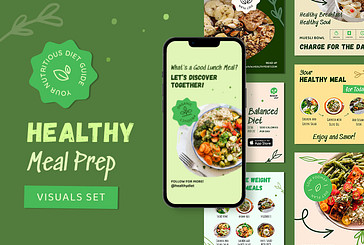 Set Visual de Preparación de Comida Saludable