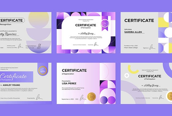 Plantllas de certificados profesionales