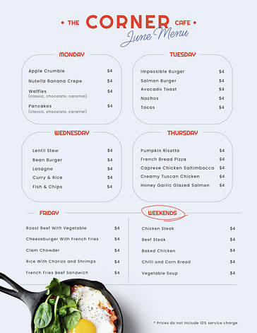 Modern Menü Şablonları