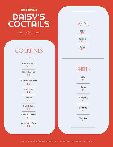 Modern Menü Şablonları