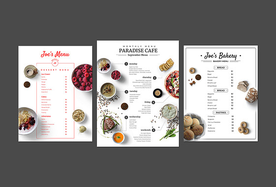Des conceptions de menu réalistes