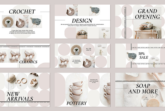 Set de promotion des articles faits à la main