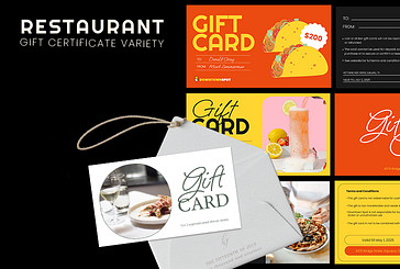 Variété de chèques-cadeaux de restaurant