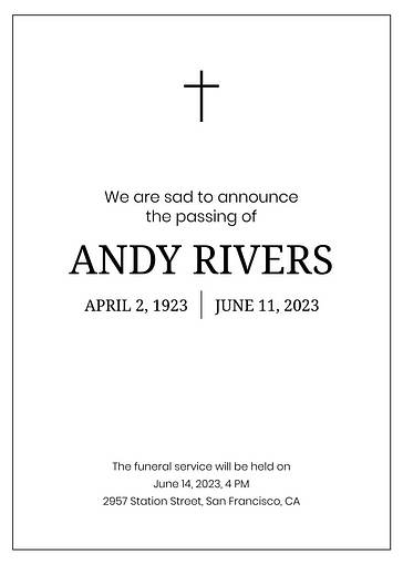 Plantillas para anuncios de defunciones