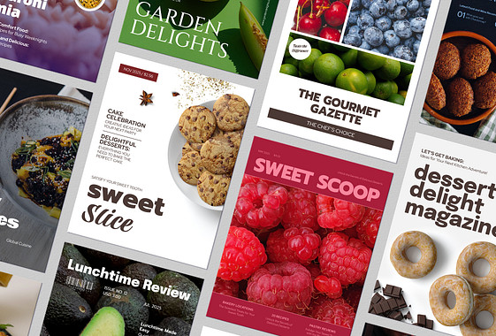 Capas Realistas de Revistas de Alimentos