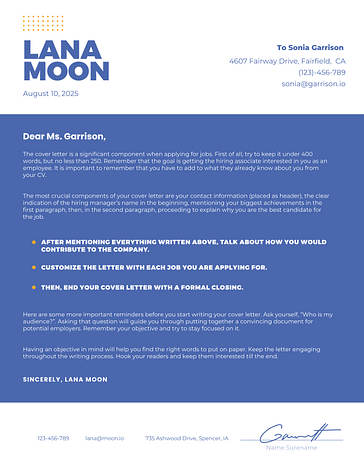 Cartas de Apresentação Minimalistas