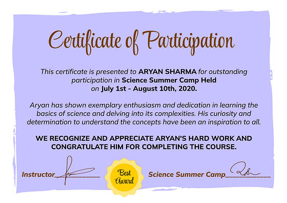 Certificados de Conquistas para Crianças