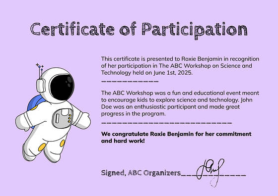 Certificados de Conquistas para Crianças