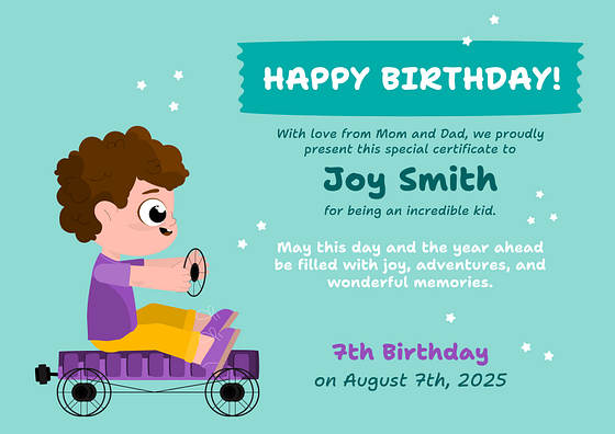 Certificados de Conquistas para Crianças