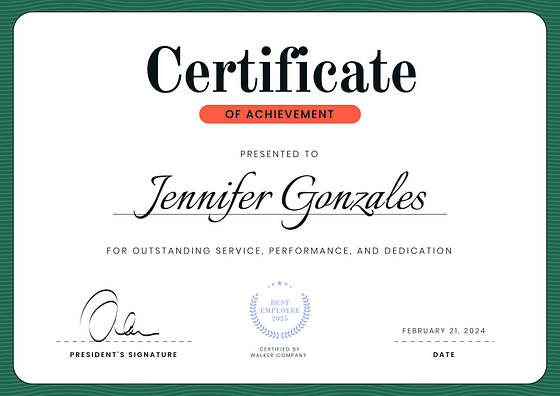 Certificados de reconocimiento para empleados
