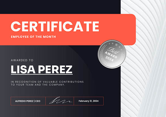 Certificados de reconocimiento para empleados