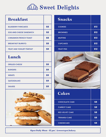 Восхитительные Шаблоны Меню Пекарни