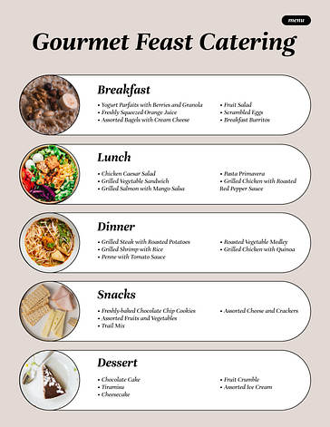 Speisekartenvorlagen für Catering-Unternehmen