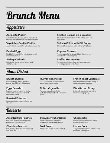 Speisekartenvorlagen für Catering-Unternehmen