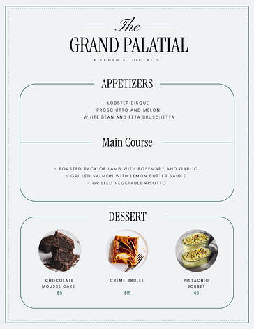 Modelos de Menus de Restaurante Elegantes