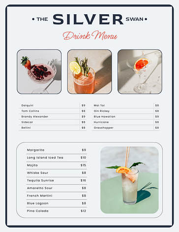 Modelos de Menus de Restaurante Elegantes