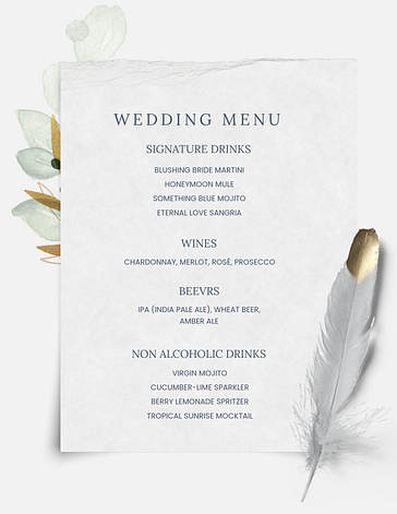 Modèles de menus de mariage