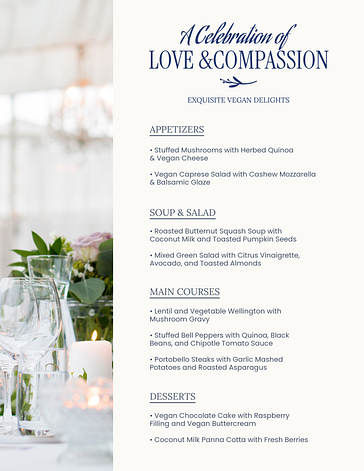 Modèles de menus de mariage