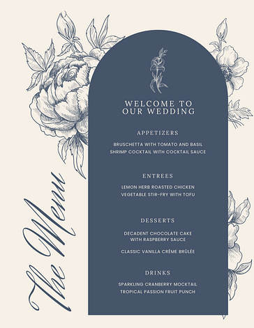 Modèles de menus de mariage