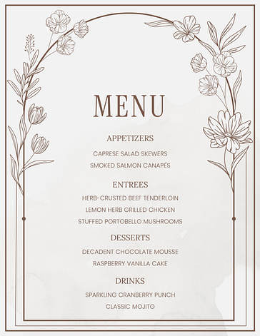 Modèles de menus de mariage