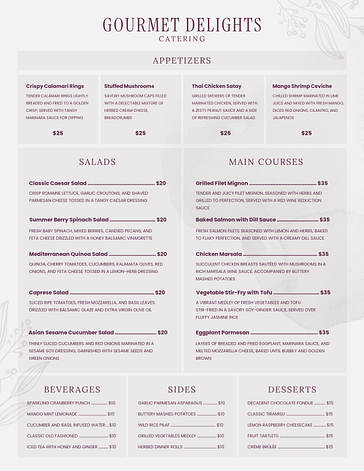 Modèles de menus de mariage